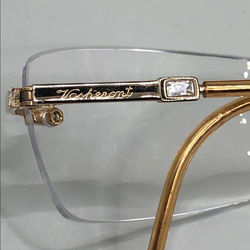 Paul Vosheront Italy rimless glasses 23k gold plated 54-18-140 UNISEX